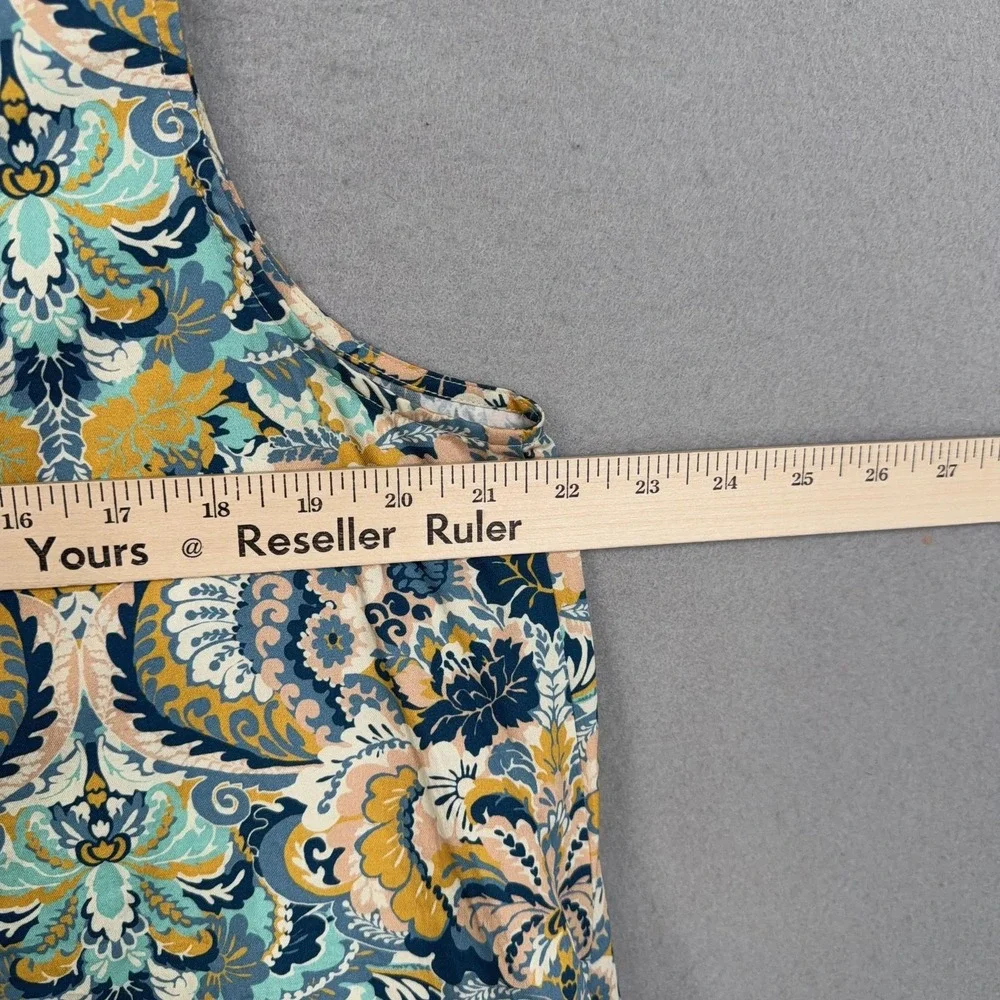 Tyler Boe Dress Womens Medium Blue Floral Boho Sleeveless Shift Ruffle Hem - Picture 9 of 11